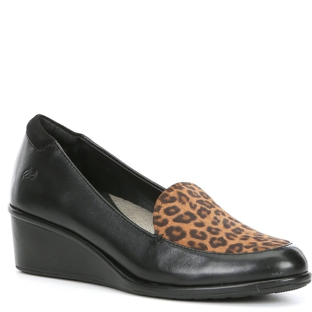 NUTURE LEOPARD PRINT SLIP ON WEDGE WOMEN'S SHOES